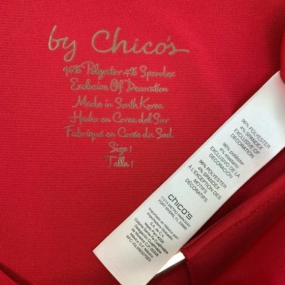 Chico's Casual Jersey Tops Blouse Women Size M Red Pullover Metal Keyhole Neck - Picture 15 of 16